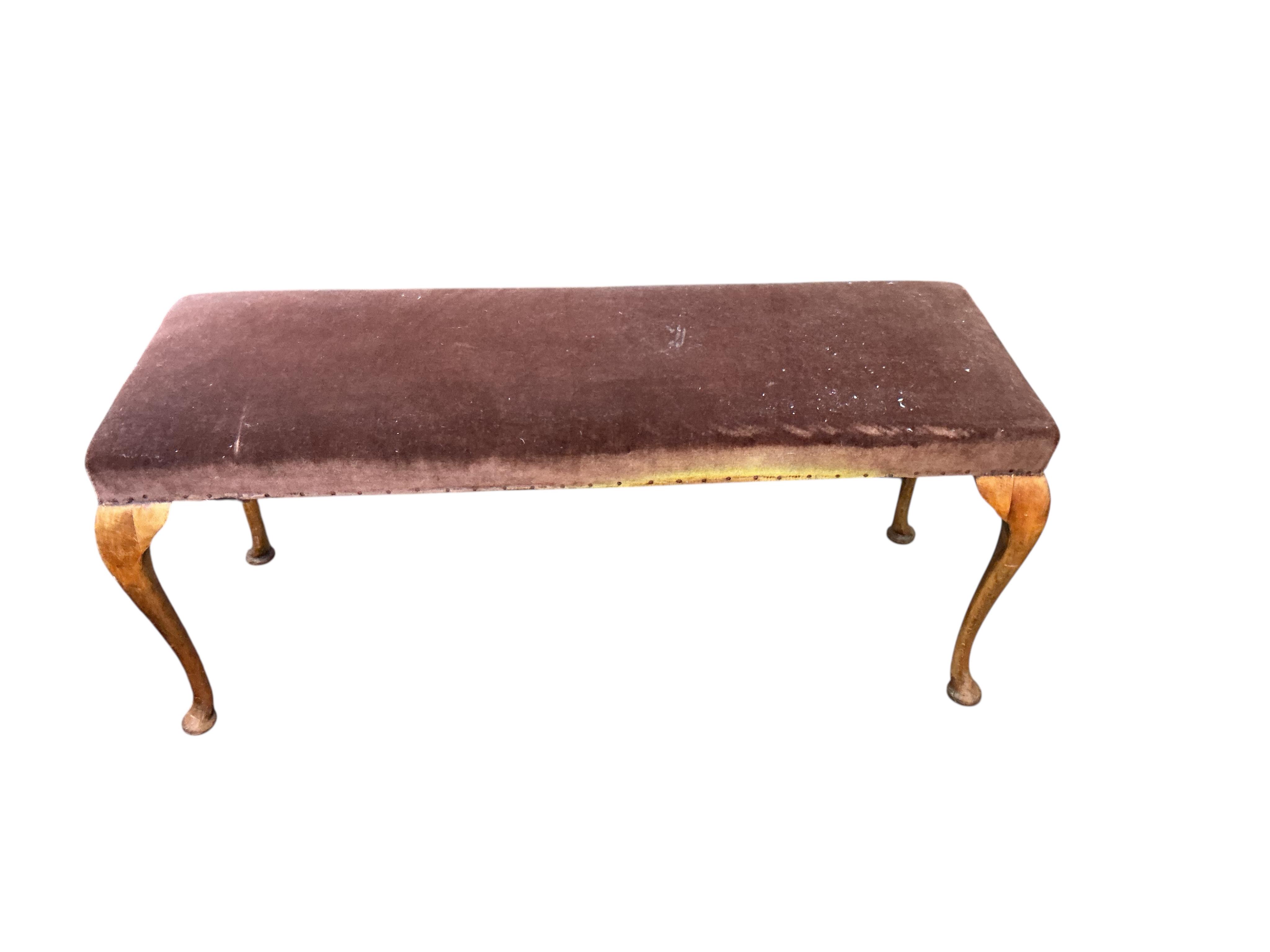 A Victorian simulated rosewood rectangular dressing stool, width 54cm, depth 40cm, height 43cm together with one other stool and three chairs